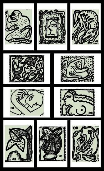 Drawings, painting by Jogen Chowdhury