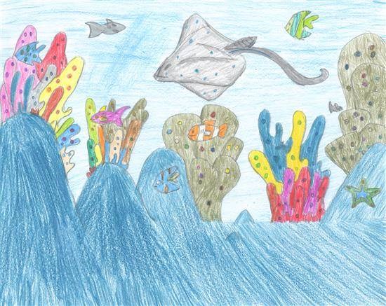 Marine life, painting by Rishabh Ramaswamy Sundaram