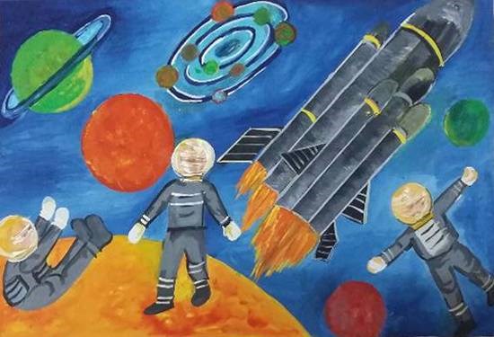 Outer space, painting by Ritujaa Yogendra Khanolkar