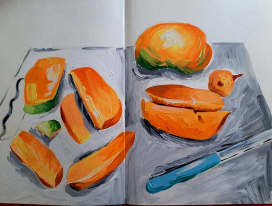 Sliced Mango, painting by Rucha Vishwesh Damle