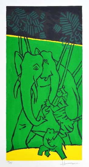 Folklore Kerala - VI, painting by M F Husain