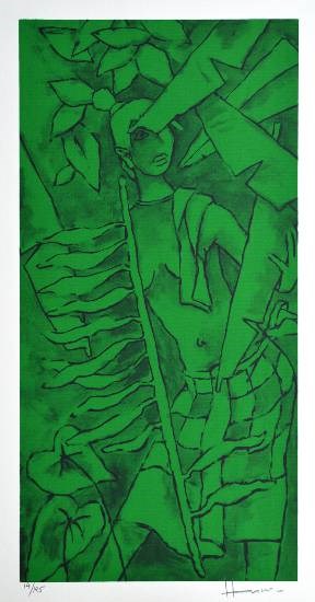 Folklore Kerala - VII, painting by M F Husain