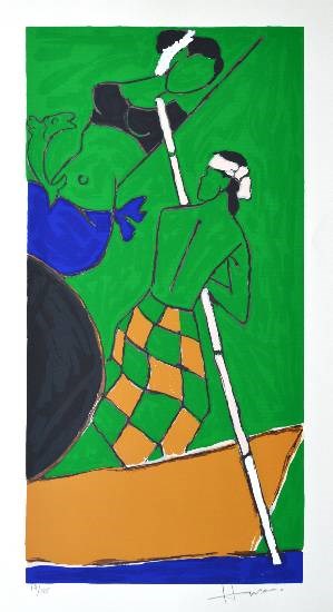 Folklore Kerala - V, painting by M F Husain