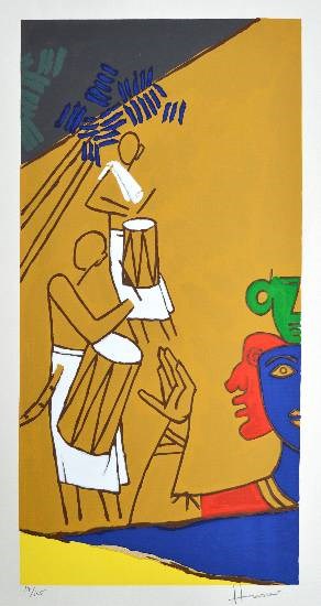 Folklore Kerala - X, painting by M F Husain