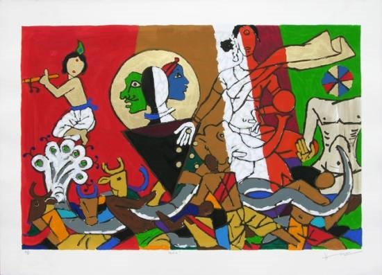 Theorama - Vedic, painting by M F Husain