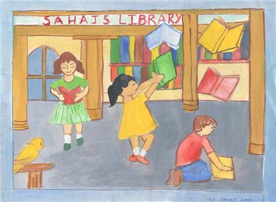 Library, painting by Sahaj Sohi