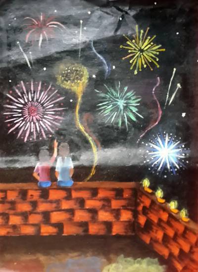Painting  by Anushka Sanjoy Sarkar - Festival of Lights