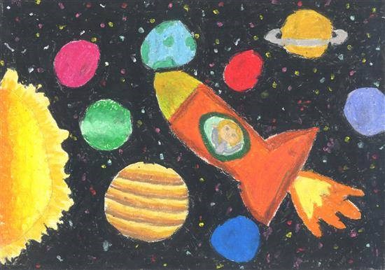 Outer space, painting by Samruddhi Prashant Mullerpatan