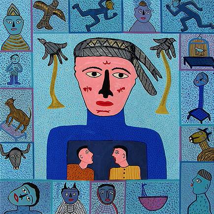 painting by Madhvi Parekh - Boy from Mauritius