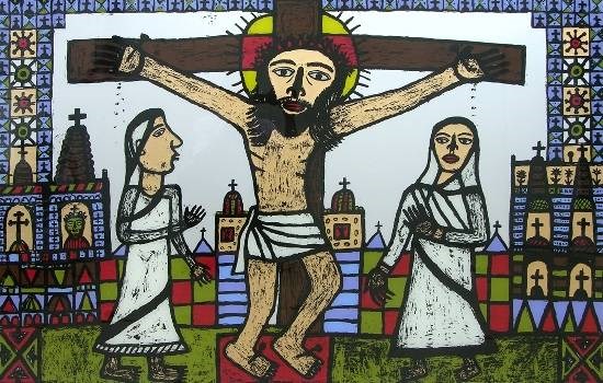 Christ on a Cross, painting by Madhvi Parekh