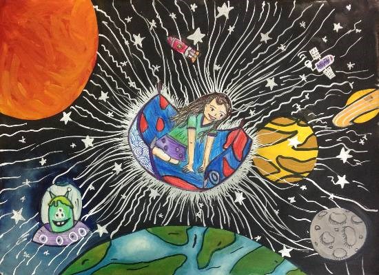 Outer space, painting by Sanjana Agarwal