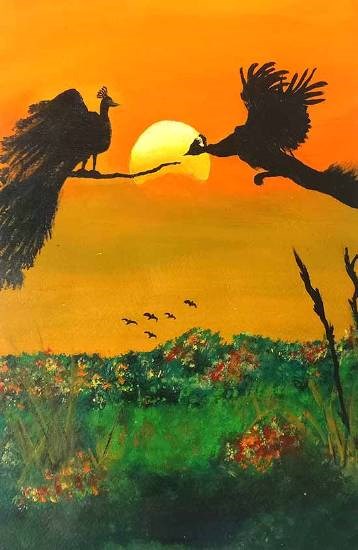 Peacock, painting by Janhavi Deshmukh