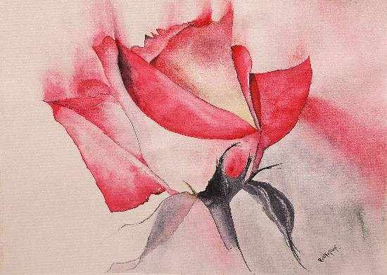 Red Rose, painting by Ratnamala Indulkar