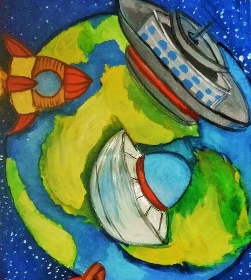 Outer space, painting by Soumyashis Debashis Sarkar