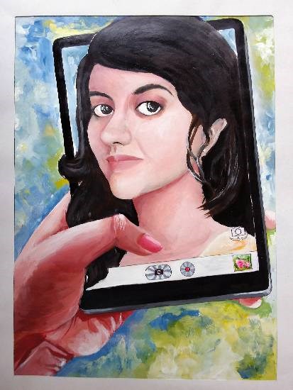 Me and my Selfie, painting by Ahana Mukherjee