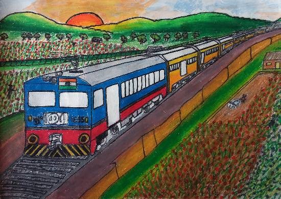 Memorable Train Journey, painting by Aryan Suvarna