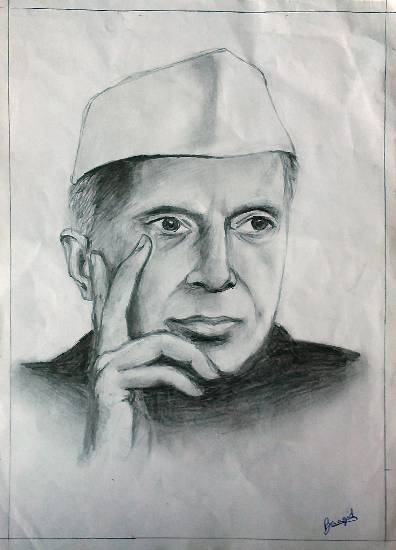 Painting  by Prithvi Bansilal Jangid - Jawaharlal Nehru