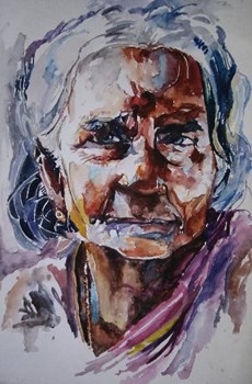 Old Tribal Woman Painting By Vibhuti Pravin Tharali