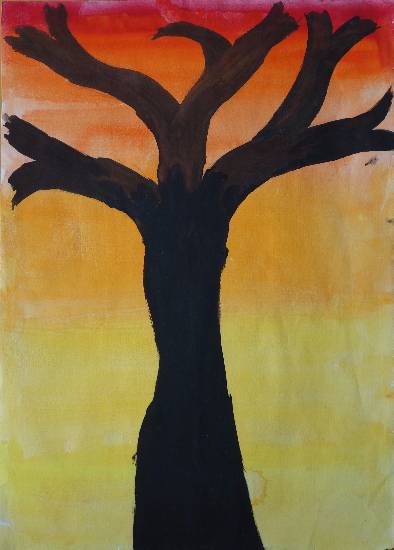 Painting  by Tanmay Sameer Karve - Tree in Twilight