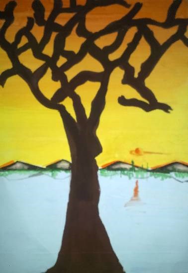 Lonely Tree, painting by Tanmay Sameer Karve