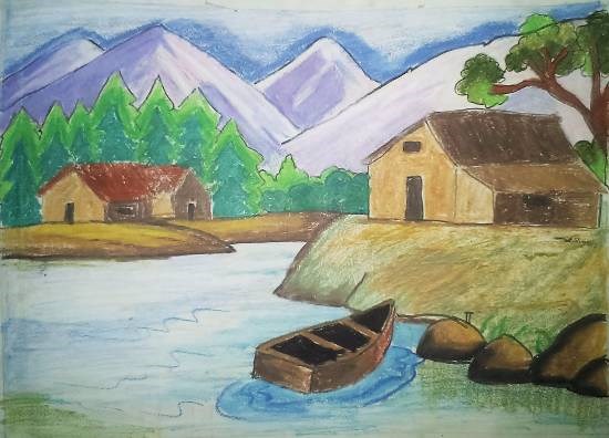 Backwaters, painting by Tanmay Sameer Karve