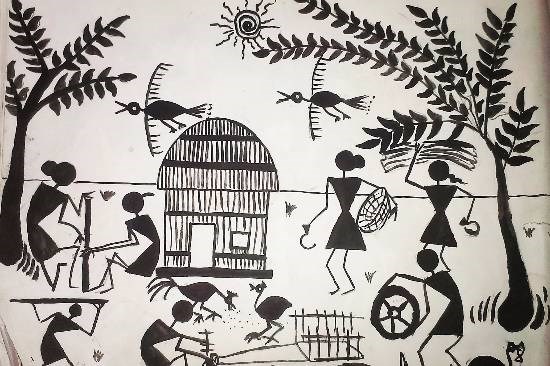 Warali Village, painting by Tanmay Sameer Karve