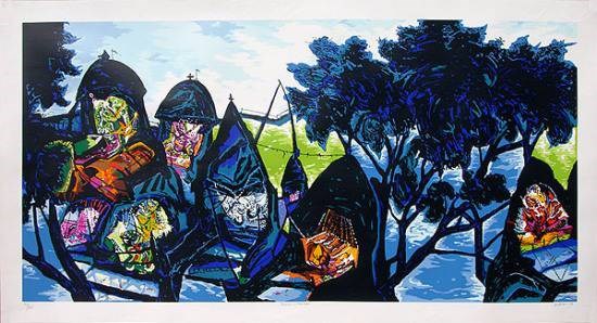 Banaras in Monsoon, painting by Manu Parekh