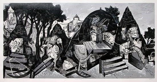 Banaras in Winter, painting by Manu Parekh