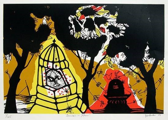 Banaras in Yellow, painting by Manu Parekh