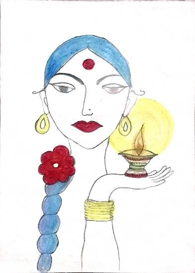 Diya, painting by Vedant Satish Koli