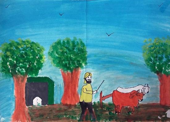 Farmer, painting by Gurkamal Singh