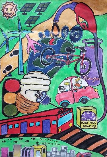 Save Fuel, painting by Shubhangini Kumar