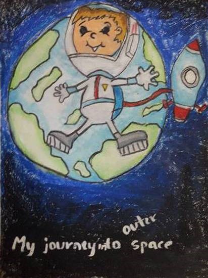 My Journey into Outer space, painting by Aastha Mahesh Surve