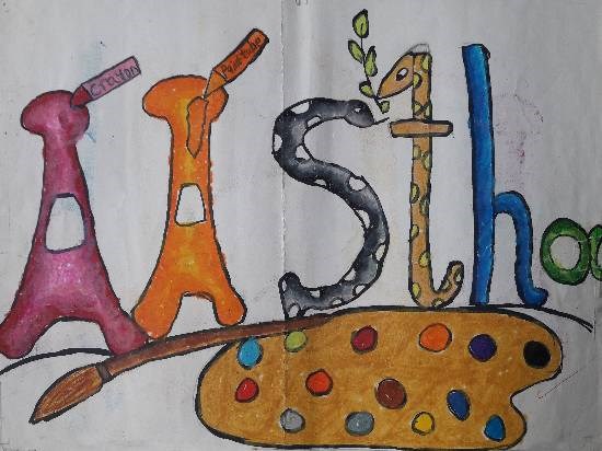 Name painting, painting by Aastha Mahesh Surve