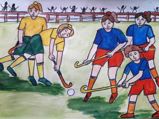 National game- hockey, painting by Aastha Mahesh Surve