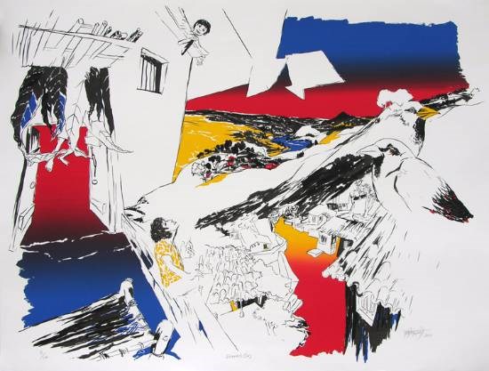 Serried Sky, painting by Nabibakhsh Mansoori