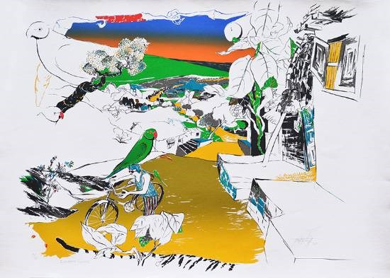 Evergreen Friends, painting by Nabibakhsh Mansoori