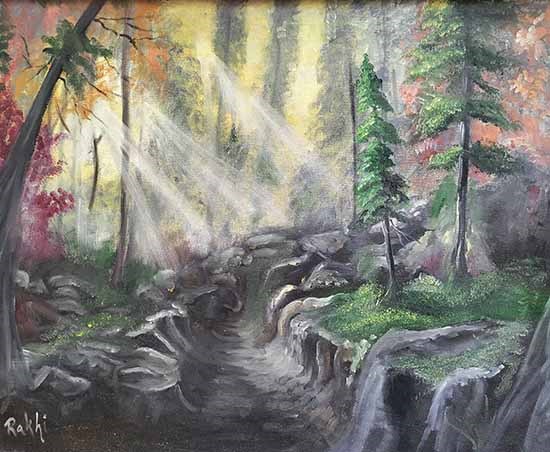Peeping Sunrays, painting by Rakhi Sarvahi