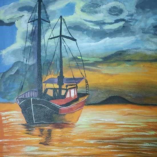 Sailing Boat, painting by Rakhi Sarvahi