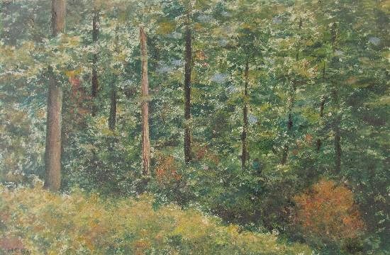 Woods are lovely, dark and deep, painting by H C Rai