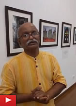 Artist Milburn Cherian at Milind Sathe's solo photography show