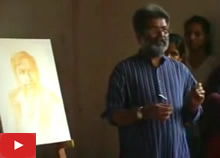 Portrait Painting demonstration by Artist Vasudeo Kamath at Indiaart Gallery - 3