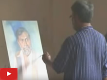 Portrait Painting demonstration by Artist Vasudeo Kamath at Indiaart Gallery - 4