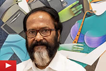 Artist Pradip Sarkar talks about his paintings at TRIO