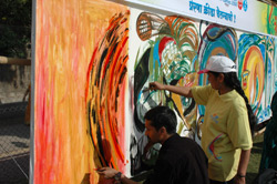 150 Days to go for Commonwealth Youth Games - Painting of 150 feet Canvas, Organised by Indiaart gallery
