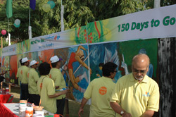 150 Days to go for Commonwealth Youth Games - Painting of 150 feet Canvas, Organised by Indiaart gallery