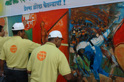 150 Days to go for Commonwealth Youth Games - Painting of 150 feet Canvas, Organised by Indiaart gallery