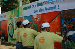 150 Days to go for Commonwealth Youth Games - Painting of 150 feet Canvas, Organised by Indiaart gallery