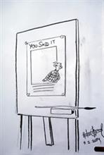 Cartoon by Mangesh Tendulkar as a tribute to R. K. Laxman