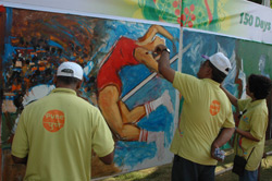 150 Days to go for Commonwealth Youth Games - Painting of 150 feet Canvas, Organised by Indiaart gallery
